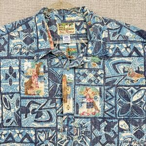 Vtg 2007 Reyn Spooner Mele‎ Kalikimaka 3XL Popover Hawaiian Christmas BLUE Surf